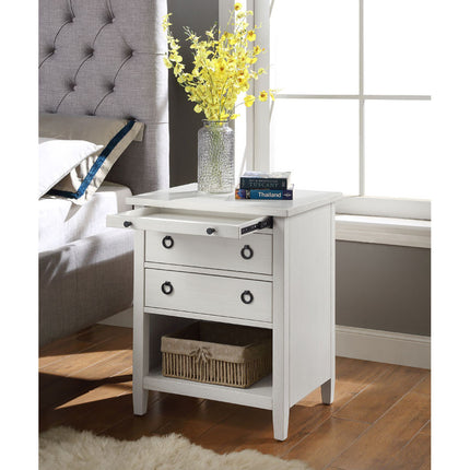 ACME 97855 Halim Accent Table, Antique White Finish