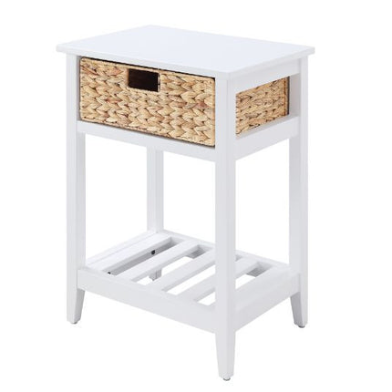 ACME 97856 Chinu Accent Table, White & Natural Finish