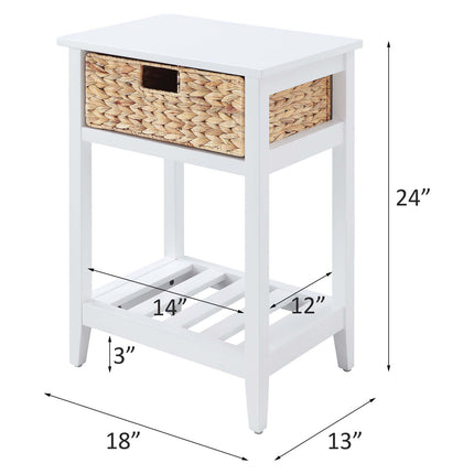 ACME 97856 Chinu Accent Table, White & Natural Finish