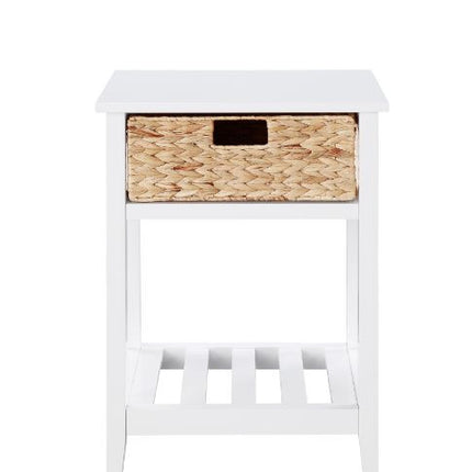 ACME 97856 Chinu Accent Table, White & Natural Finish