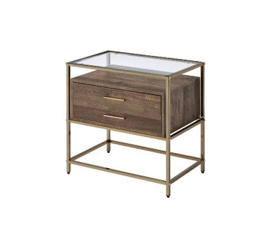 ACME 97867 Knave Accent Table, Walnut & Champagne Finish ACME Furniture
