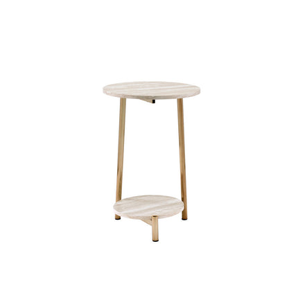 ACME 97875 Snare Side Table, Natural & Champagne Finish