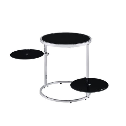 ACME 97879 Lynch Side Table, Black & Chrome Finish
