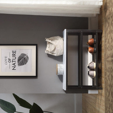 ACME 97920 Taurus Shoe Rack, White Printed Faux Marble & Black Finish ACME Furniture