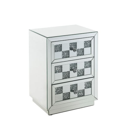 ACME 97930 Noralie Accent Table, Mirrored & Faux Diamonds