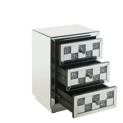ACME 97930 Noralie Accent Table, Mirrored & Faux Diamonds
