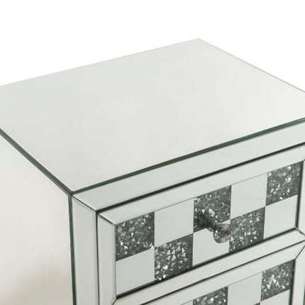 ACME 97930 Noralie Accent Table, Mirrored & Faux Diamonds
