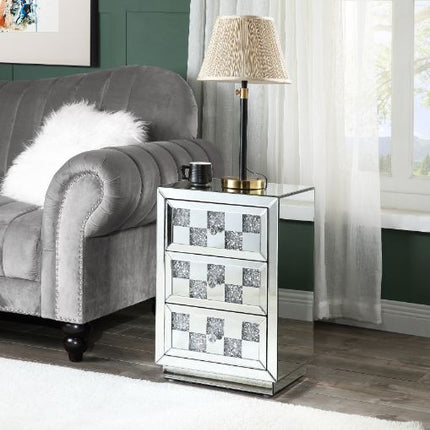 ACME 97930 Noralie Accent Table, Mirrored & Faux Diamonds