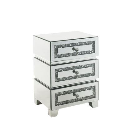 ACME 97931 Noralie Accent Table, Mirrored & Faux Diamonds