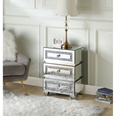 ACME 97931 Noralie Accent Table, Mirrored & Faux Diamonds ACME Furniture