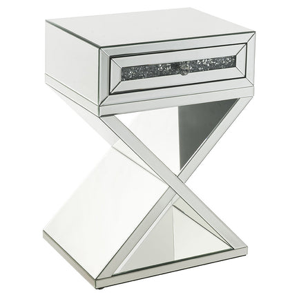ACME 97932 Noralie Accent Table, Mirrored & Faux Diamonds