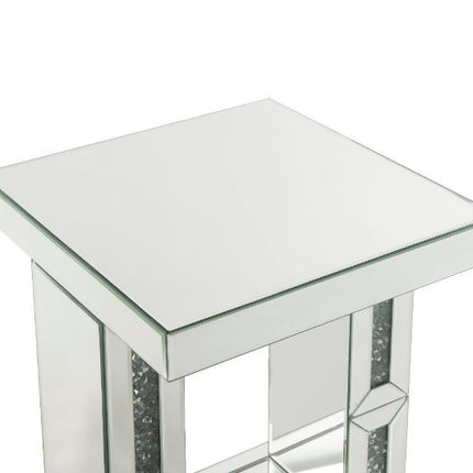 ACME 97933 Noralie Accent Table, Mirrored & Faux Diamonds