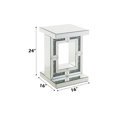 ACME 97933 Noralie Accent Table, Mirrored & Faux Diamonds