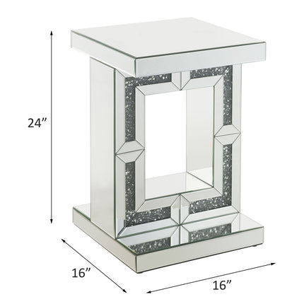 ACME 97933 Noralie Accent Table, Mirrored & Faux Diamonds
