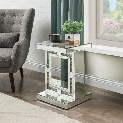 ACME 97933 Noralie Accent Table, Mirrored & Faux Diamonds