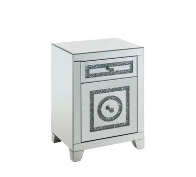 ACME 97934 Noralie Accent Table, Mirrored & Faux Diamonds ACME Furniture
