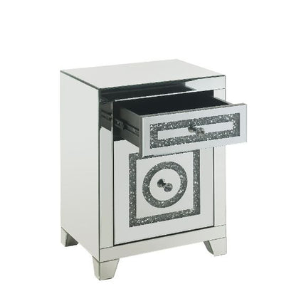 ACME 97934 Noralie Accent Table, Mirrored & Faux Diamonds
