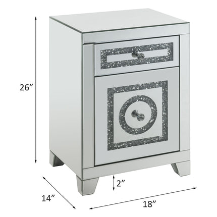 ACME 97934 Noralie Accent Table, Mirrored & Faux Diamonds