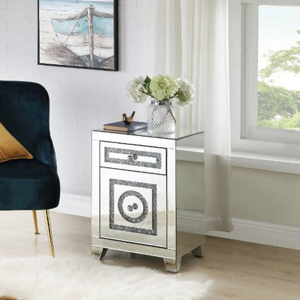 ACME 97934 Noralie Accent Table, Mirrored & Faux Diamonds