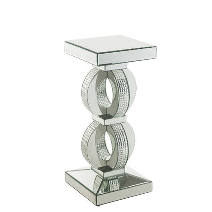 ACME 97937 Ornat Accent Table, Mirrored & Faux Diamonds