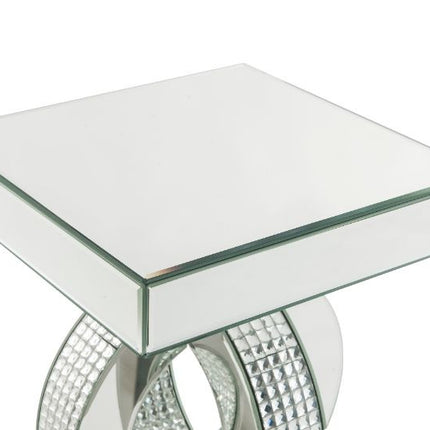 ACME 97937 Ornat Accent Table, Mirrored & Faux Diamonds