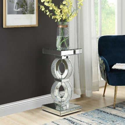 ACME 97937 Ornat Accent Table, Mirrored & Faux Diamonds
