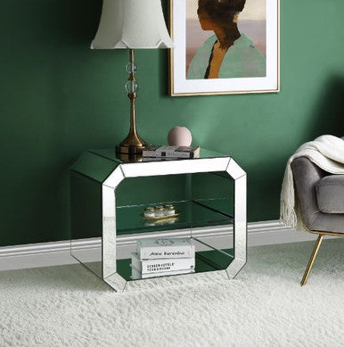 ACME 97938 Meria Accent Table, Mirrored & Clear Glass ACME Furniture