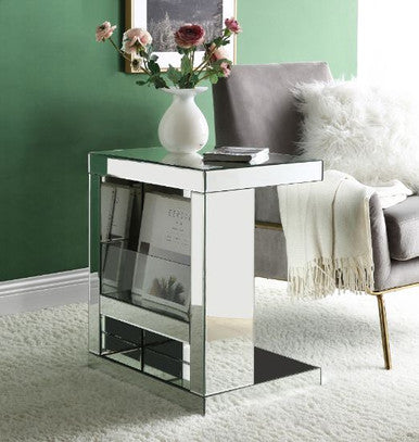 ACME 97939 Meria Accent Table, Mirrored & Clear Glass ACME Furniture