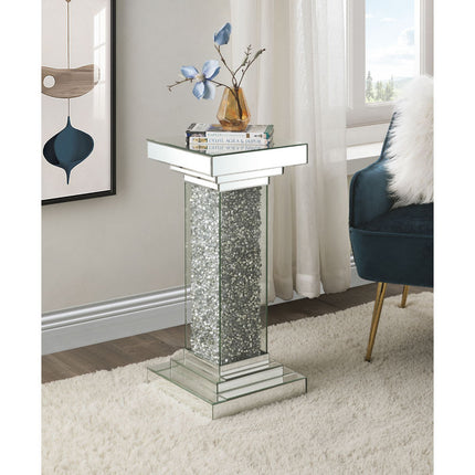 ACME 97940 Rekha Pedestal, Mirrored & Faux Diamonds