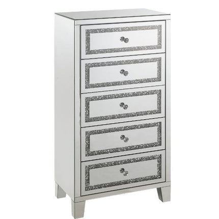 ACME 97945 Noor Cabinet, Mirrored & Faux Diamonds Inlay