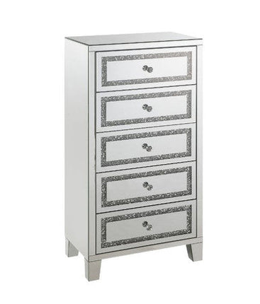 ACME 97945 Noor Cabinet, Mirrored & Faux Diamonds Inlay ACME Furniture