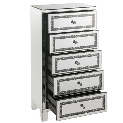 ACME 97945 Noor Cabinet, Mirrored & Faux Diamonds Inlay