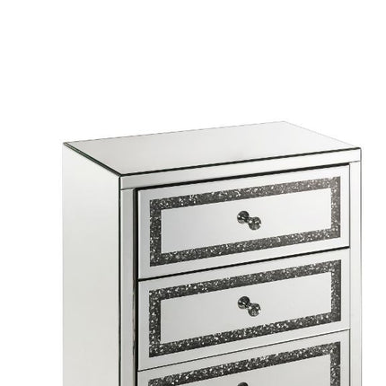 ACME 97945 Noor Cabinet, Mirrored & Faux Diamonds Inlay