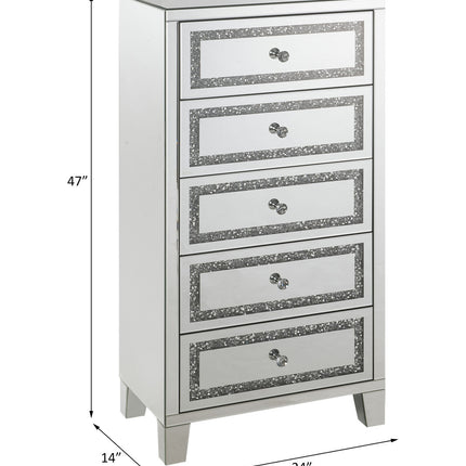 ACME 97945 Noor Cabinet, Mirrored & Faux Diamonds Inlay