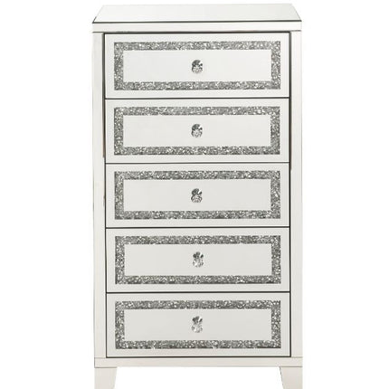 ACME 97945 Noor Cabinet, Mirrored & Faux Diamonds Inlay