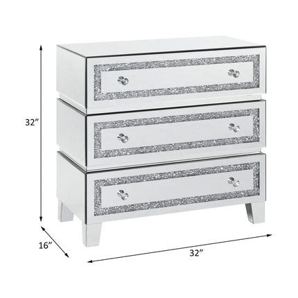 ACME 97946 Noor Cabinet, Mirrored & Faux Diamonds