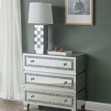 ACME 97946 Noor Cabinet, Mirrored & Faux Diamonds