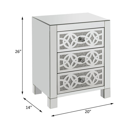 ACME 97947 Noralie Accent Table, Mirrored & Faux Diamonds
