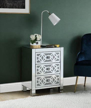 ACME 97947 Noralie Accent Table, Mirrored & Faux Diamonds ACME Furniture