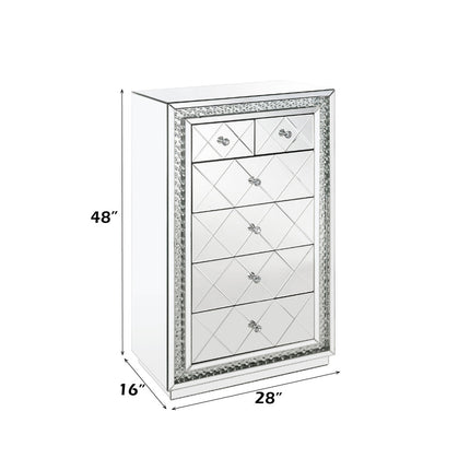 ACME 97948 Nysa Cabinet, Mirrored & Faux Crystals Inlay
