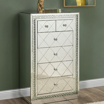ACME 97948 Nysa Cabinet, Mirrored & Faux Crystals Inlay