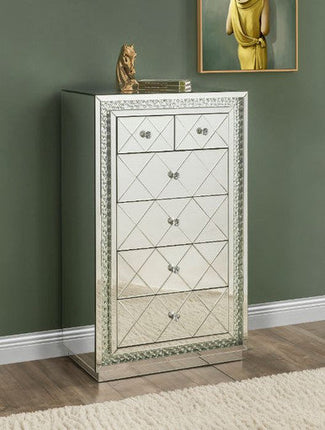 ACME 97948 Nysa Cabinet, Mirrored & Faux Crystals Inlay ACME Furniture