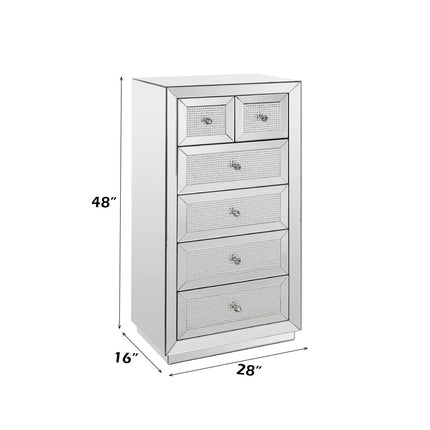 ACME 97949 Ornat Cabinet, Mirrored & Faux Diamonds Inlay