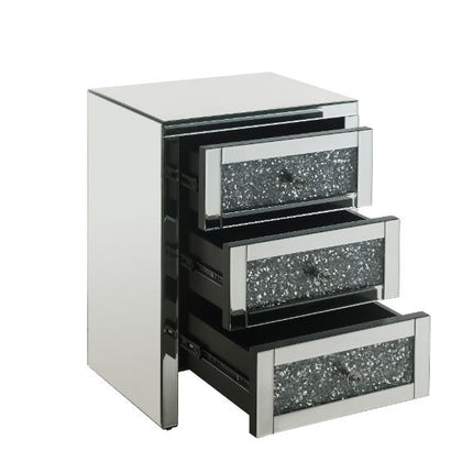 ACME 97951 Noralie Accent Table, Mirrored & Faux Diamonds