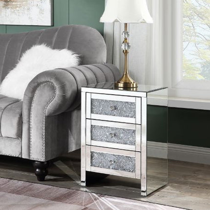 ACME 97951 Noralie Accent Table, Mirrored & Faux Diamonds