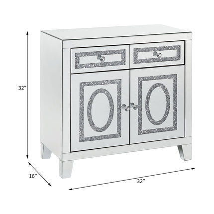 ACME 97952 Noralie Cabinet, Mirrored & Faux Diamonds