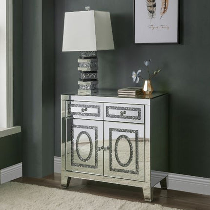 ACME 97952 Noralie Cabinet, Mirrored & Faux Diamonds