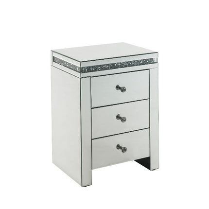 ACME 97954 Noralie Accent Table, Mirrored & Faux Diamonds