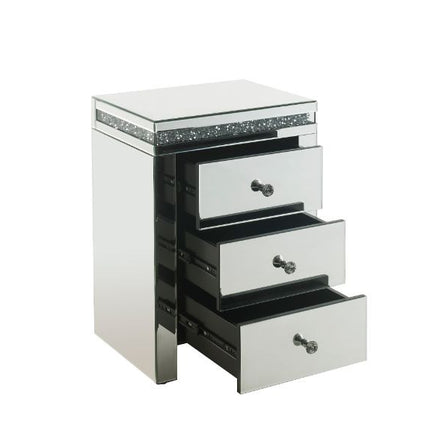 ACME 97954 Noralie Accent Table, Mirrored & Faux Diamonds