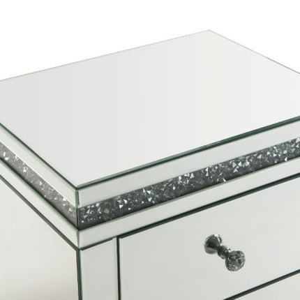 ACME 97954 Noralie Accent Table, Mirrored & Faux Diamonds